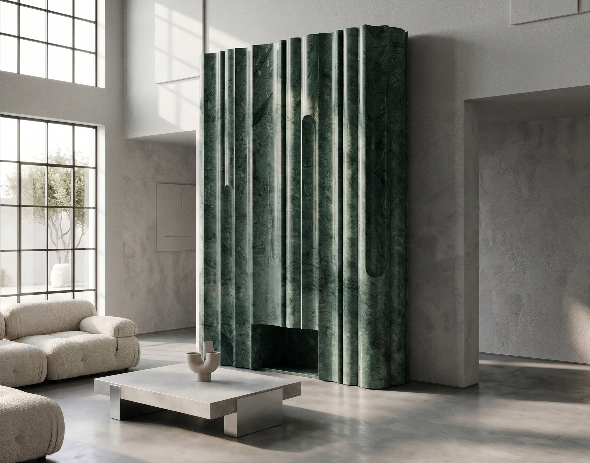 Linea fireplace facia, Black Wave